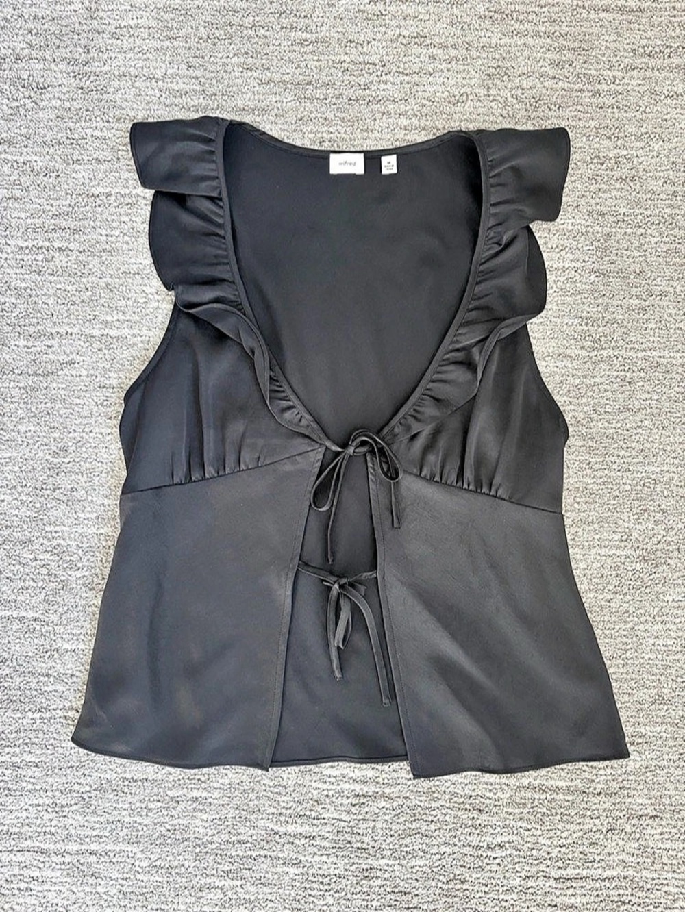 Wilfred Tonka Satin Blouse Mini Dress in Black Size Medium